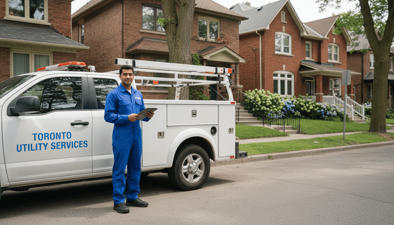 Technician standing beside a service vehicle on a Toronto street